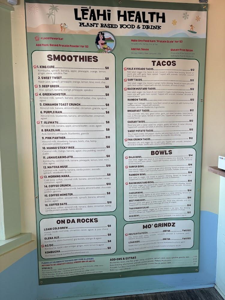 Leahi Health Hawaii Kai Menu image 1