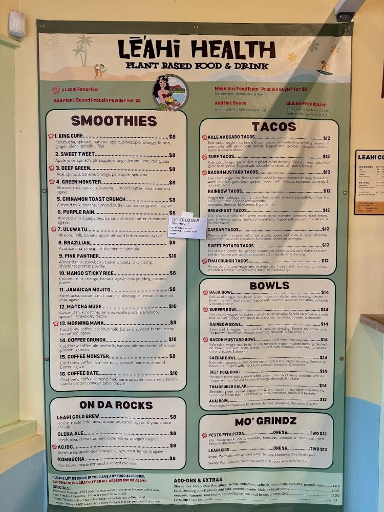 Leahi Health Hawaii Kai Menu image 2